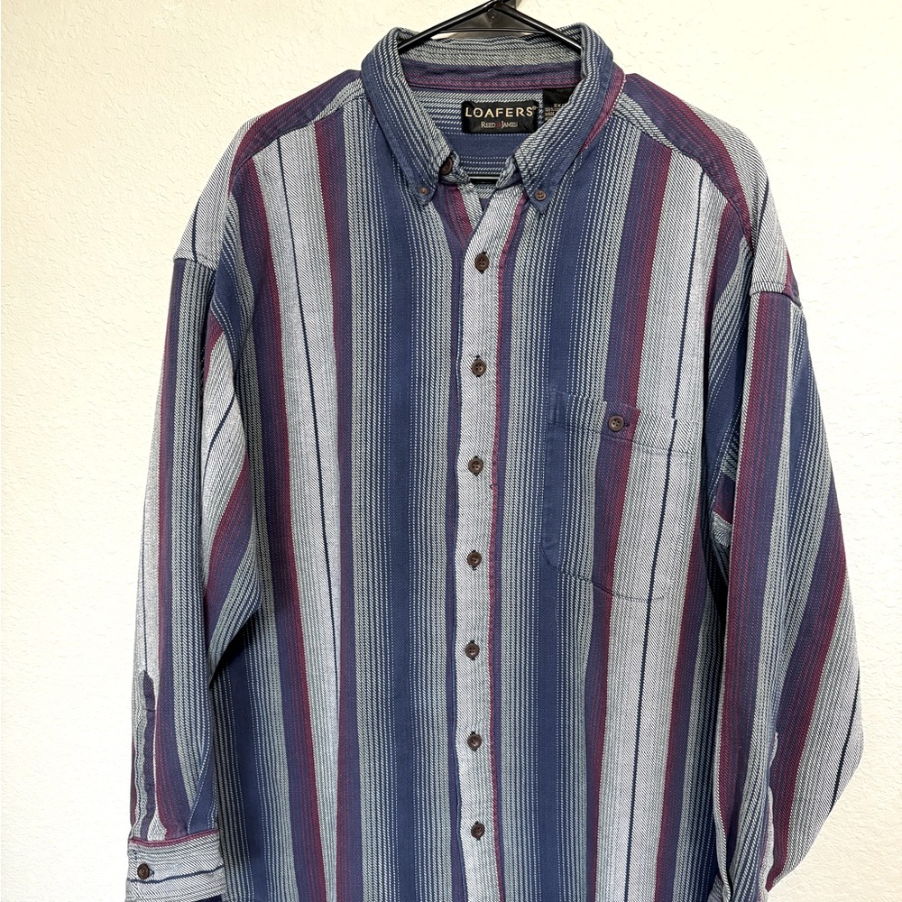 Vintage LOAFERS Stripe Button-Up Shirt – Men’s 2XL